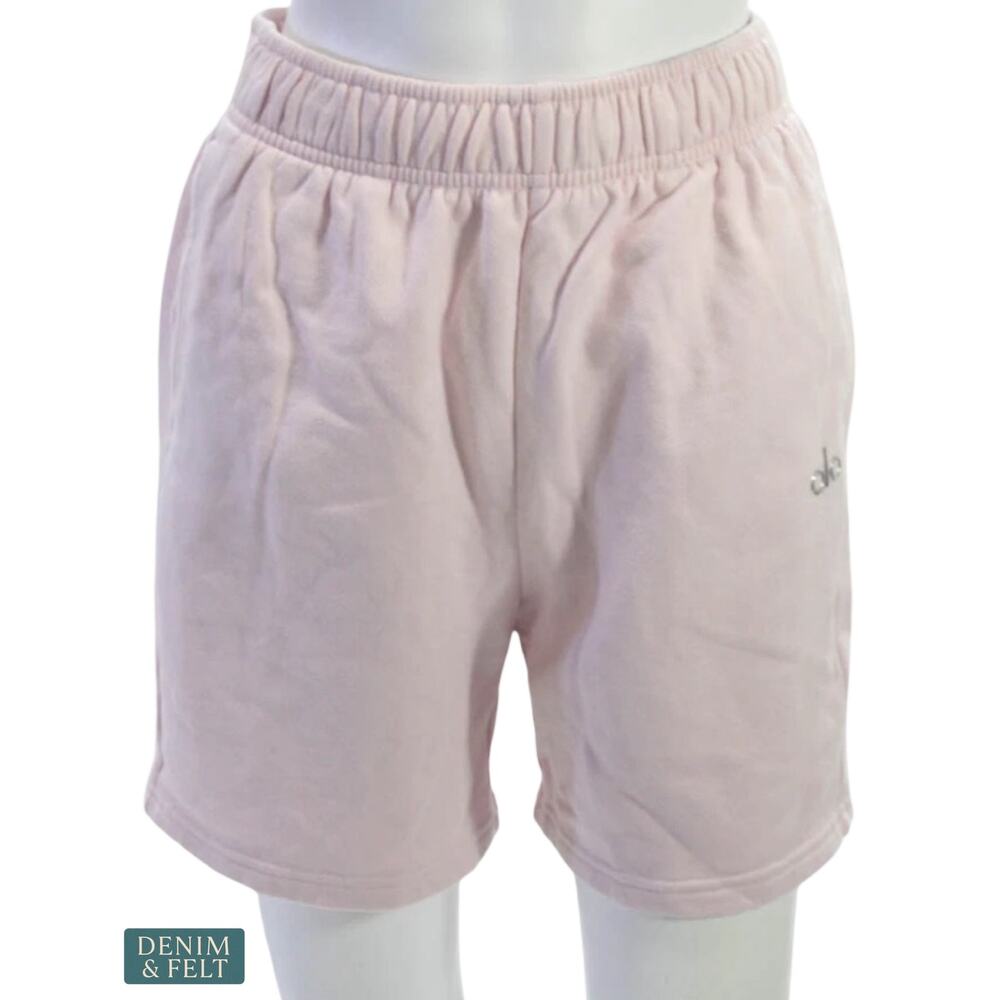 ALO Yoga Accolade Sweat Shorts Baby Pink Athleisure Lounge Minimalist Size Small